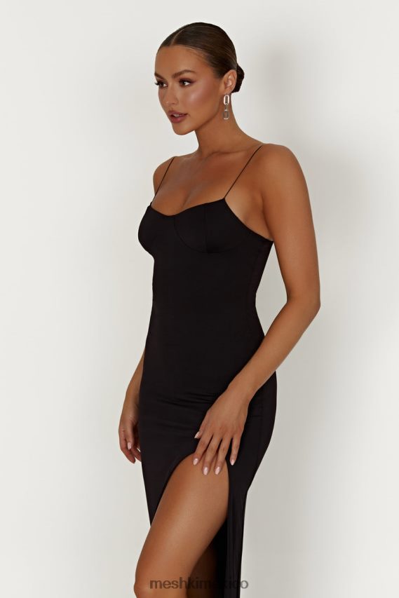 Meshki vestido largo con copas de nailon reciclado addison negro ropa H48F8H387