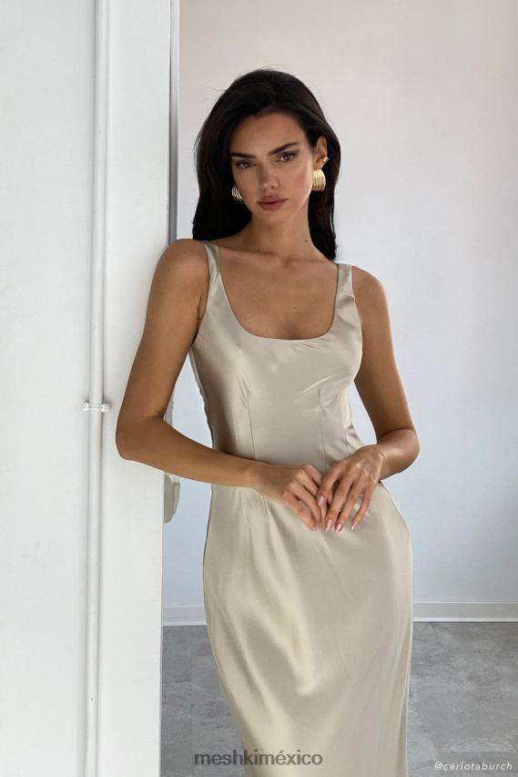 Meshki vestido largo con corsé arora champán ropa H48F8H324