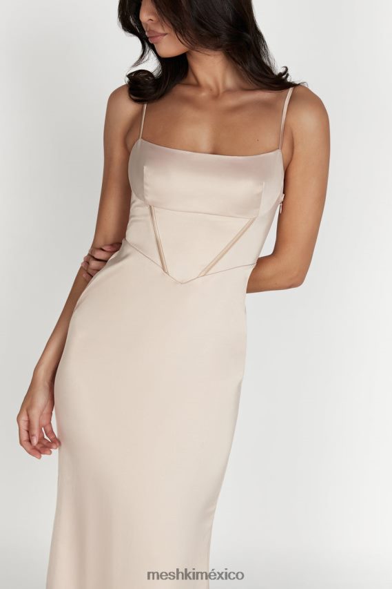 Meshki vestido largo con corsé desirie champán ropa H48F8H471