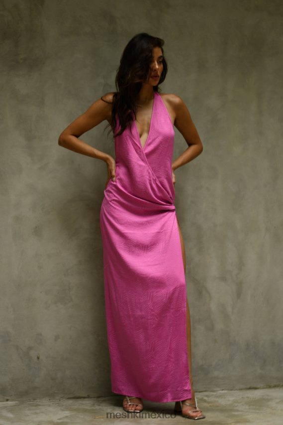 Meshki vestido largo con escote pronunciado aaliyah Rosa Rosa ropa H48F8H598