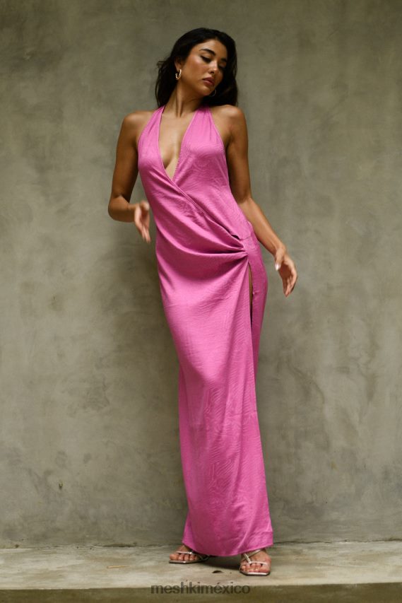 Meshki vestido largo con escote pronunciado aaliyah Rosa Rosa ropa H48F8H598