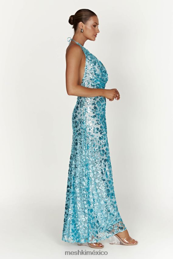 Meshki vestido largo con lentejuelas y escote pronunciado nicola azul pálido ropa H48F8H583