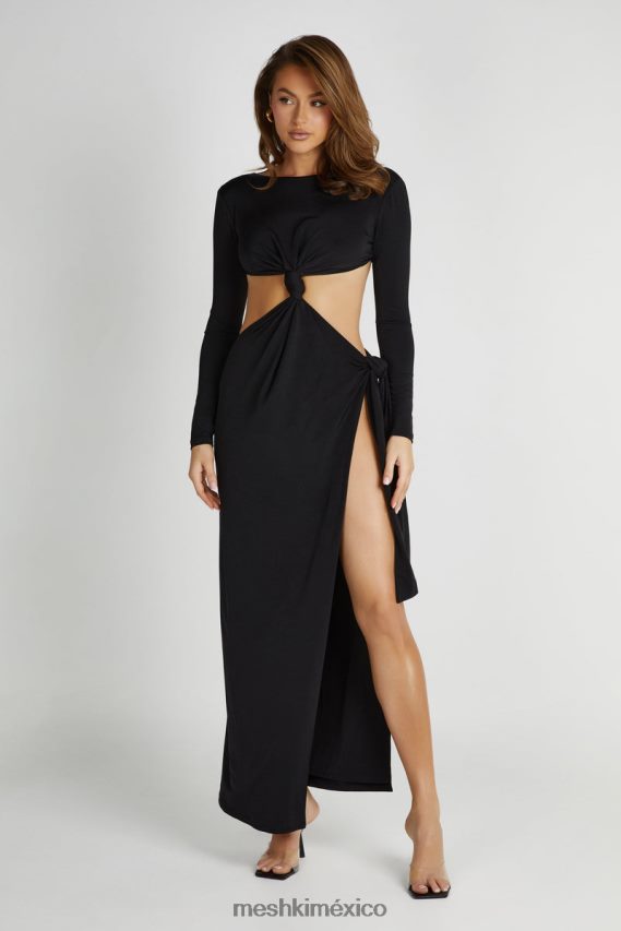 Meshki vestido largo con nudo ceñido kiandra negro ropa H48F8H271