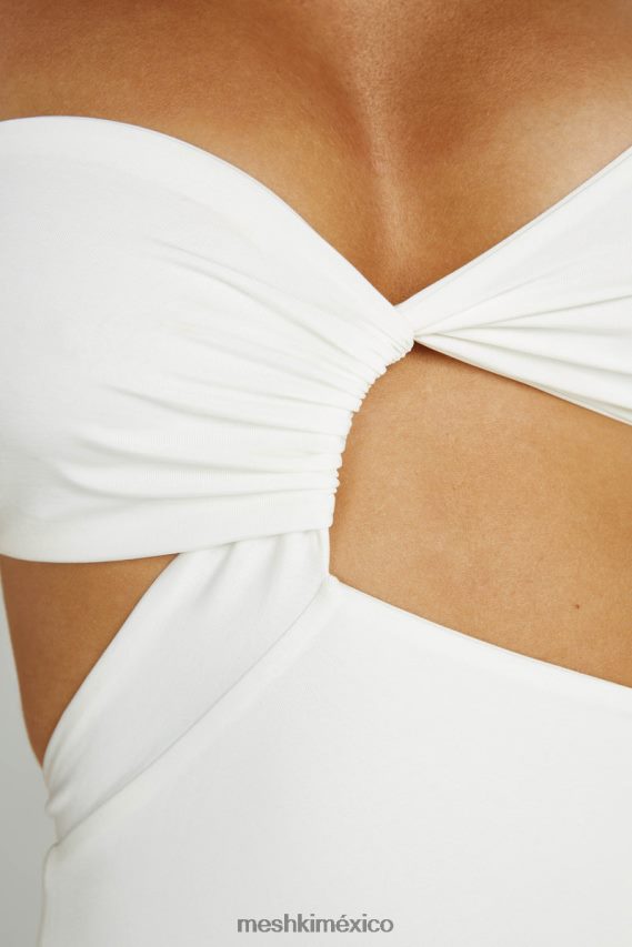 Meshki vestido largo con un hombro al descubierto solana blanco ropa H48F8H260