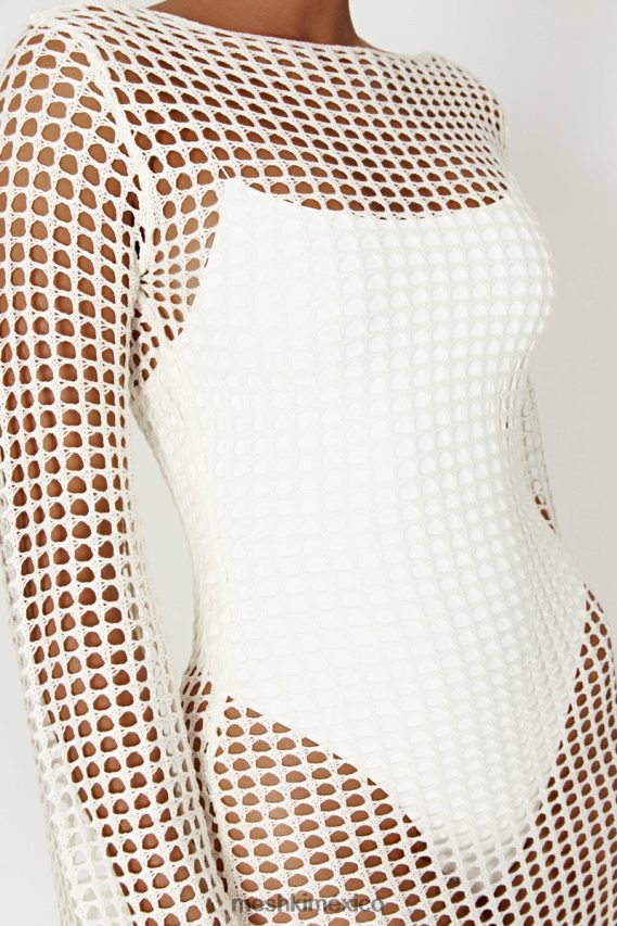 Meshki vestido largo de croché de manga larga de Murphy blanco ropa H48F8H500