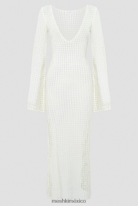 Meshki vestido largo de croché de manga larga de Murphy blanco ropa H48F8H500
