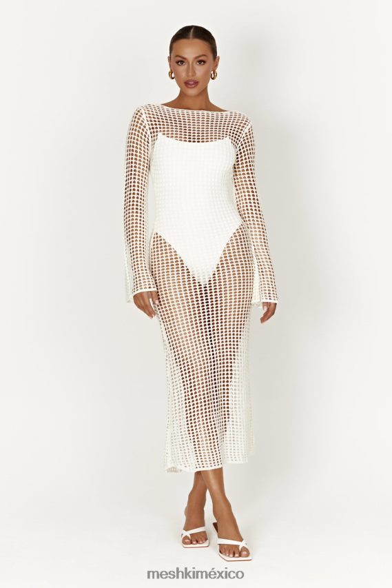 Meshki vestido largo de croché de manga larga de Murphy blanco ropa H48F8H500