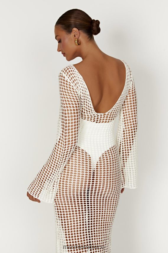 Meshki vestido largo de croché de manga larga de Murphy blanco ropa H48F8H500
