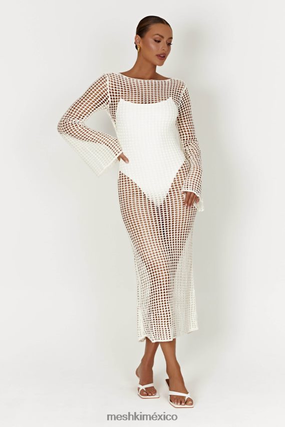 Meshki vestido largo de croché de manga larga de Murphy blanco ropa H48F8H500