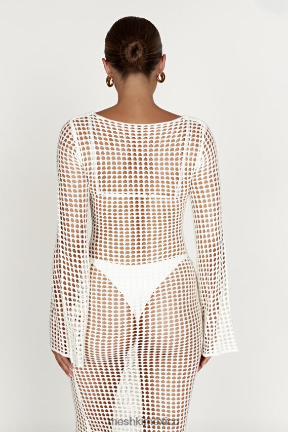 Meshki vestido largo de croché de manga larga de Murphy blanco ropa H48F8H500