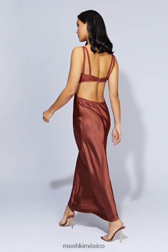 Meshki vestido largo de encaje Séraphine chocolate con cerezas ropa H48F8H696