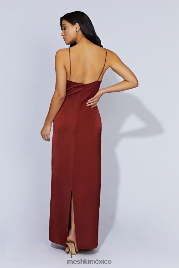 Meshki vestido largo de encaje empalmado Prue chocolate con cerezas ropa H48F8H508