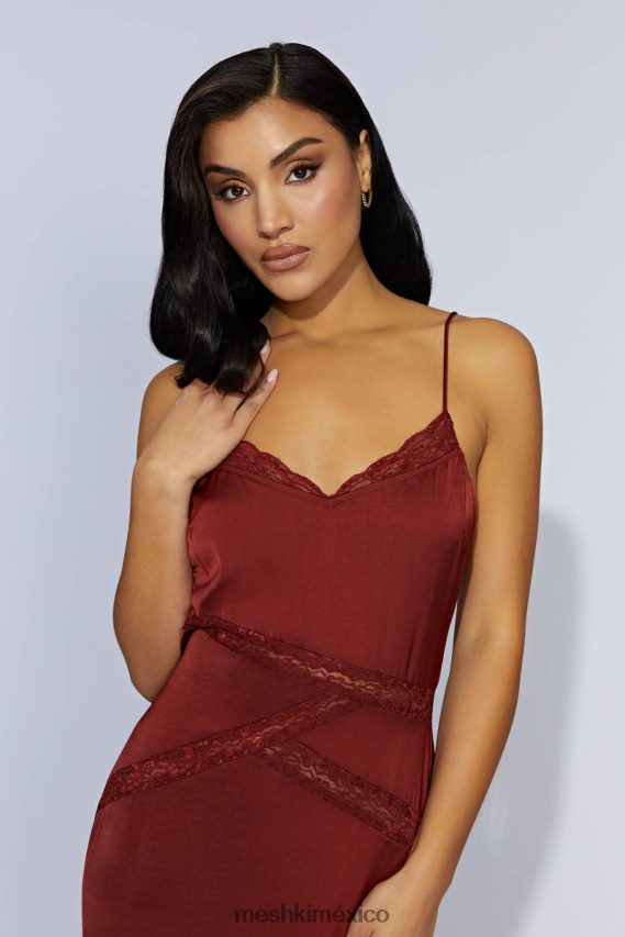 Meshki vestido largo de encaje empalmado Prue chocolate con cerezas ropa H48F8H508