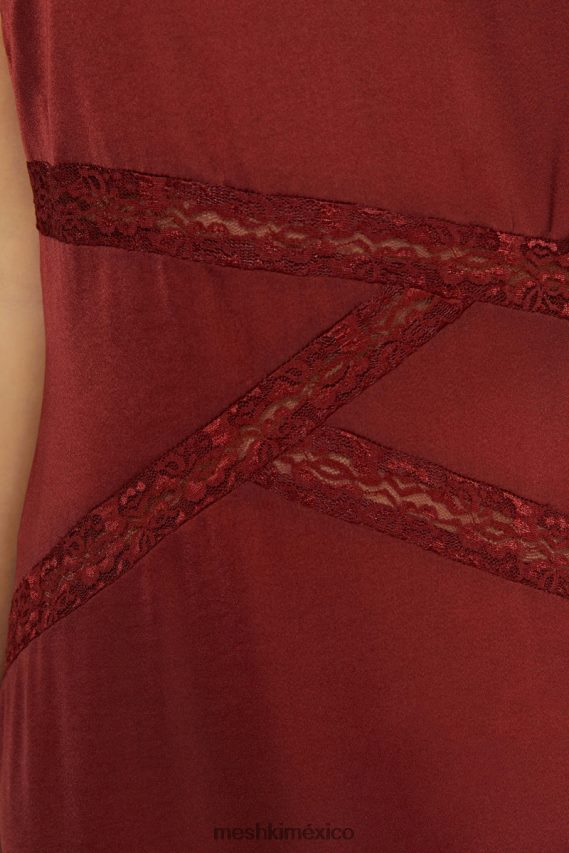 Meshki vestido largo de encaje empalmado Prue chocolate con cerezas ropa H48F8H508