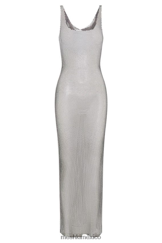 Meshki vestido largo de malla con strass delara negro ropa H48F8H738