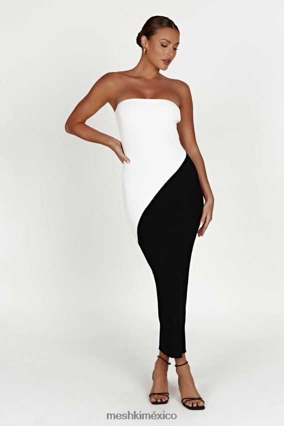 Meshki vestido largo de punto Bristol en dos tonos negro ropa H48F8H493