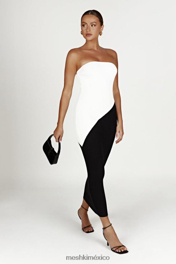 Meshki vestido largo de punto Bristol en dos tonos negro ropa H48F8H493