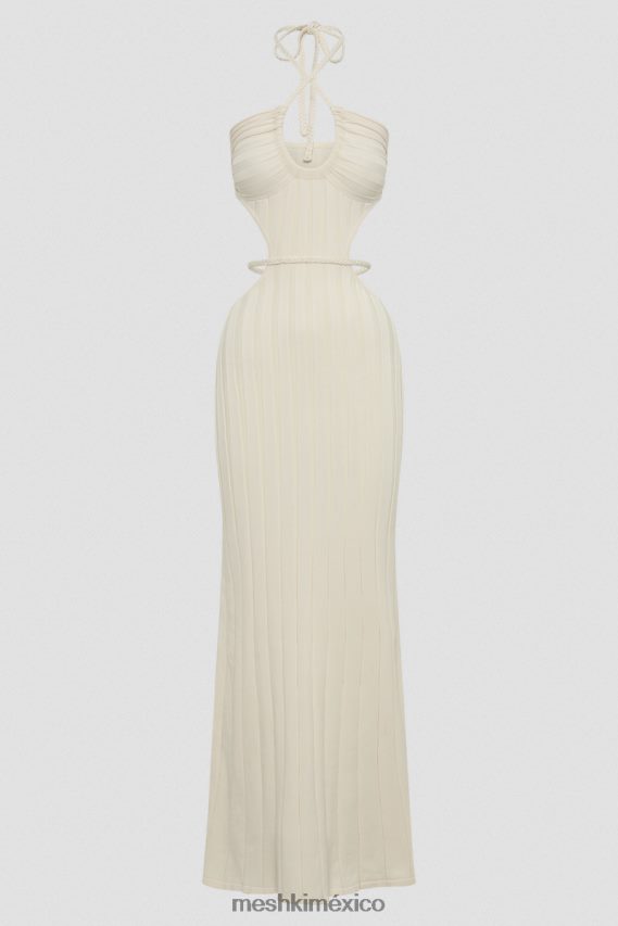 Meshki vestido largo de punto con aberturas Minerva Marfil ropa H48F8H256