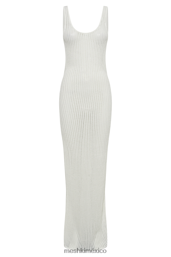 Meshki vestido largo de punto con capucha Abbey Ladder blanco ropa H48F8H253