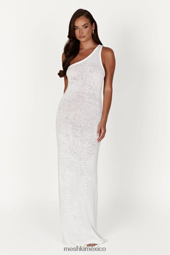 Meshki vestido largo de punto con un hombro y paisley blanco ropa H48F8H186