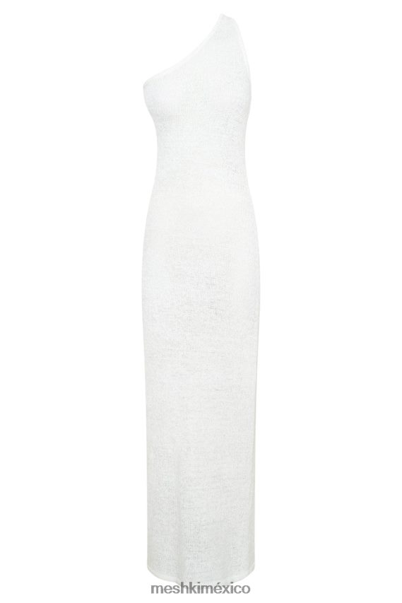 Meshki vestido largo de punto con un hombro y paisley blanco ropa H48F8H186