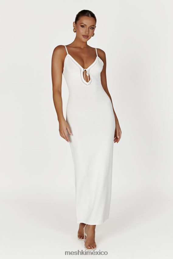 Meshki vestido largo de punto maia pointelle blanco ropa H48F8H317