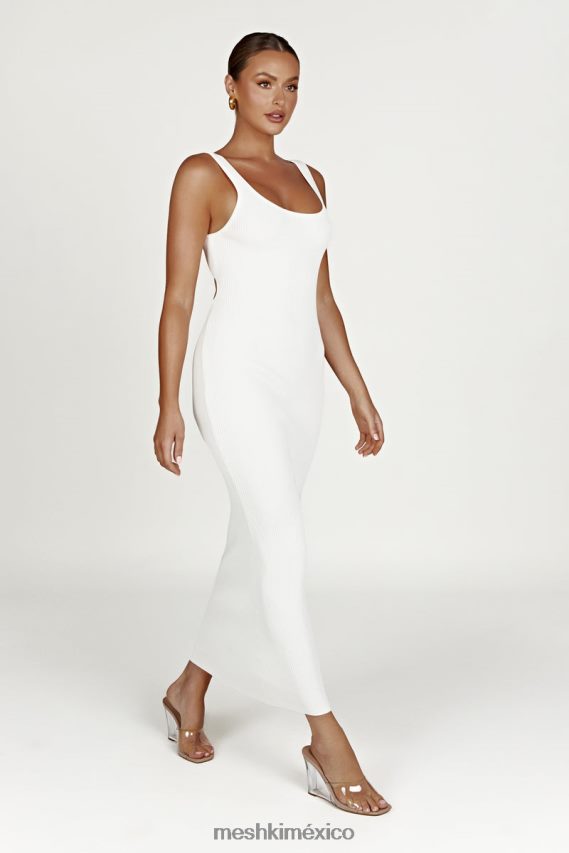 Meshki vestido largo de punto sin espalda Hadley blanco ropa H48F8H503