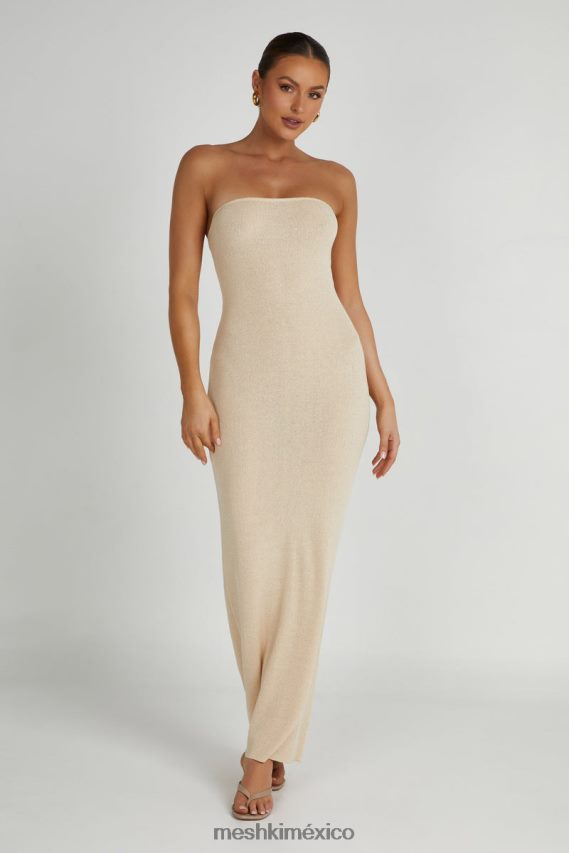 Meshki vestido largo de punto sin tirantes emmy trigo ropa H48F8H155