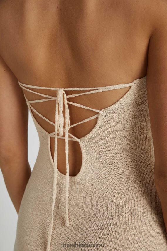 Meshki vestido largo de punto sin tirantes emmy trigo ropa H48F8H155