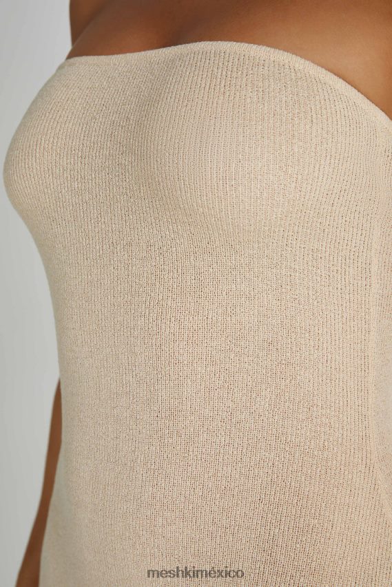 Meshki vestido largo de punto sin tirantes emmy trigo ropa H48F8H155
