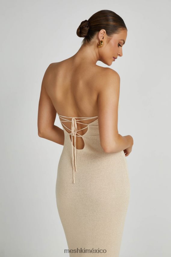Meshki vestido largo de punto sin tirantes emmy trigo ropa H48F8H155