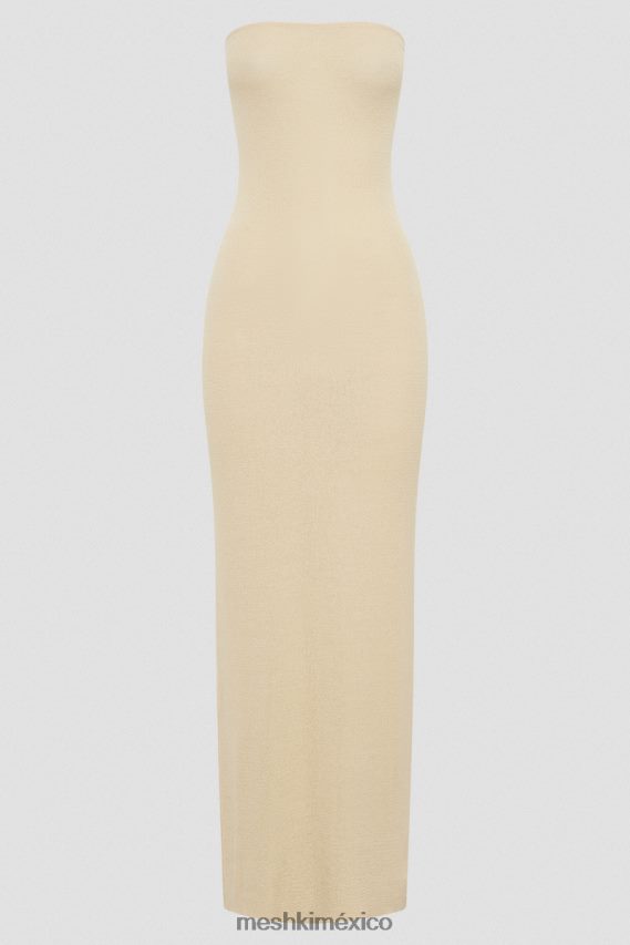 Meshki vestido largo de punto sin tirantes emmy trigo ropa H48F8H155