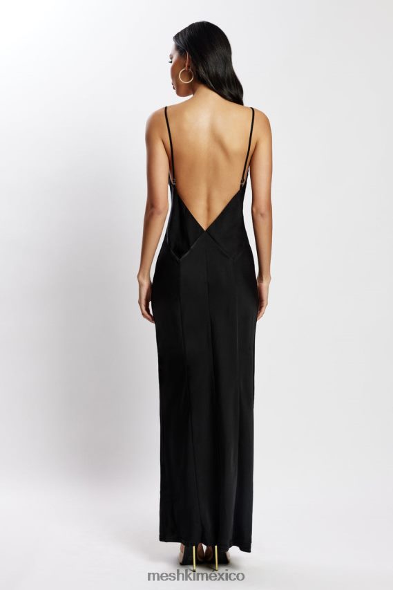 Meshki vestido largo de satén baily negro ropa H48F8H555