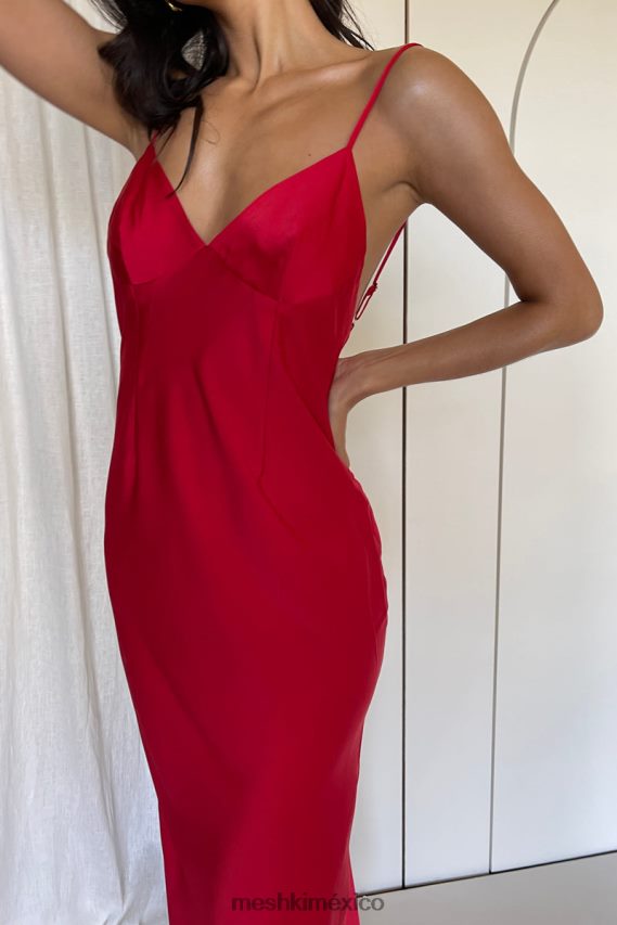 Meshki vestido largo de satén baily rojo ropa H48F8H527