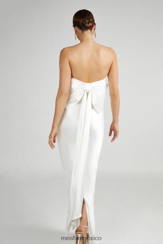 Meshki vestido largo de satén con lazo en la espalda rochelle blanco ropa H48F8H195