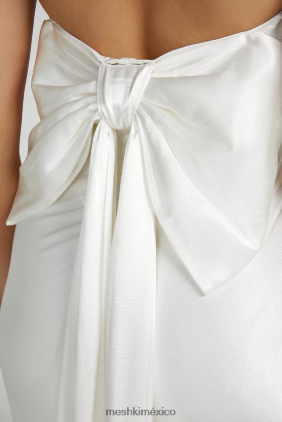 Meshki vestido largo de satén con lazo en la espalda rochelle blanco ropa H48F8H195