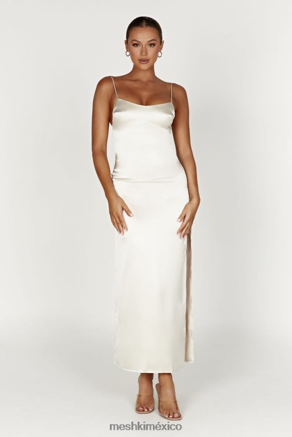 Meshki vestido largo de satén jacinda Marfil ropa H48F8H373
