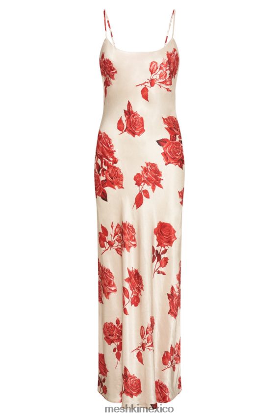Meshki vestido largo de satén rosalie estampado de rosas ropa H48F8H217