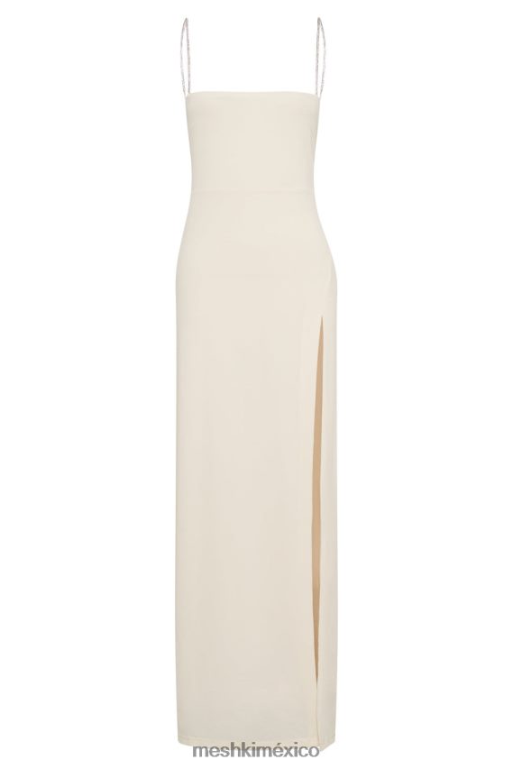 Meshki vestido largo dionne con diseño cruzado y strass hueso ropa H48F8H550