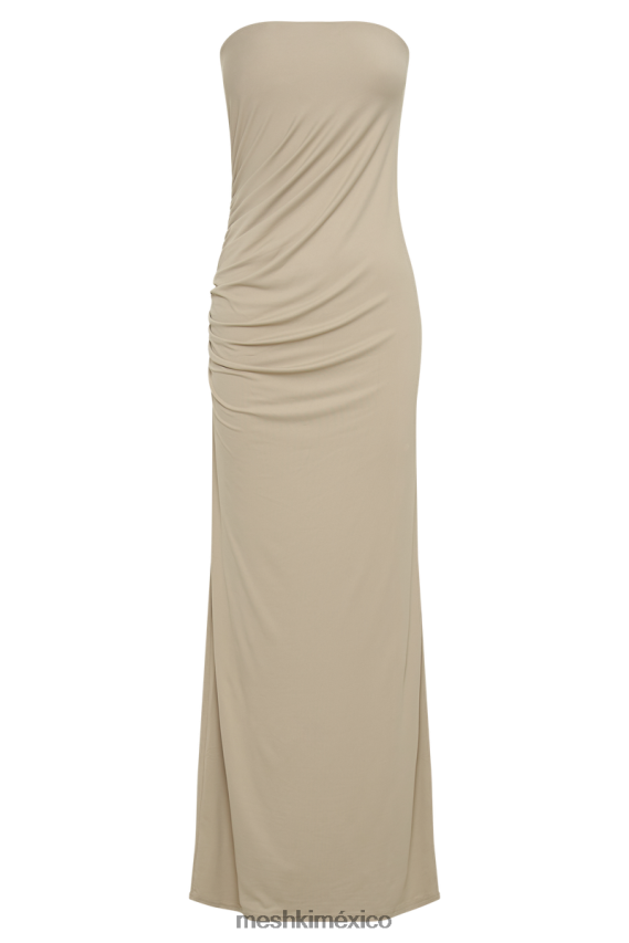 Meshki vestido largo drapeado de nailon reciclado astraea gris pardo ropa H48F8H303