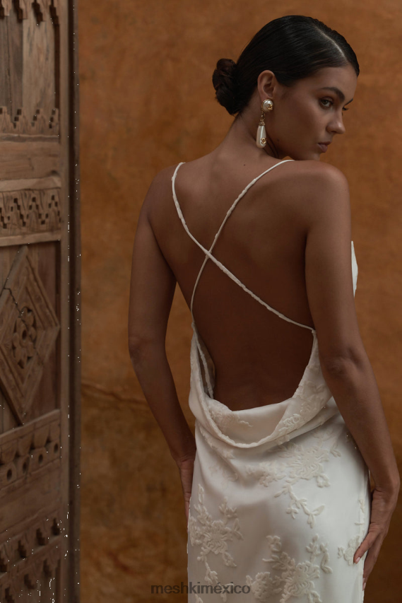 Meshki vestido largo erika de terciopelo desgastado blanco ropa H48F8H180