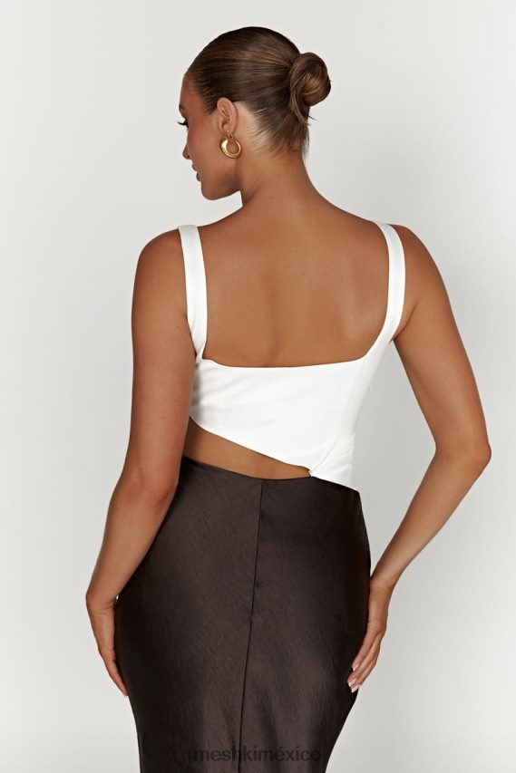 Meshki vestido largo gianna con aberturas en dos tonos negro ropa H48F8H415