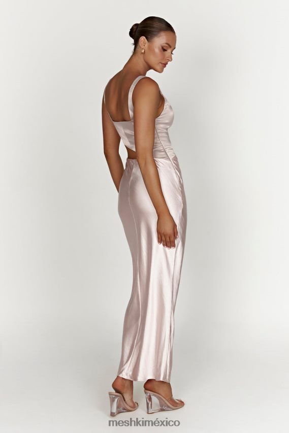 Meshki vestido largo gianna con aberturas en dos tonos rubor rosa ropa H48F8H466