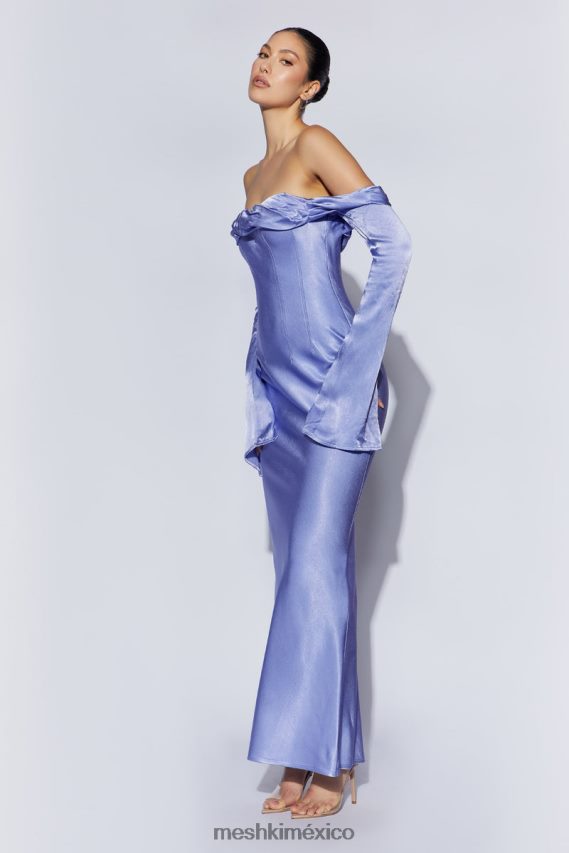Meshki vestido largo giselle con hombros descubiertos y cuello desbocado lavanda ropa H48F8H357