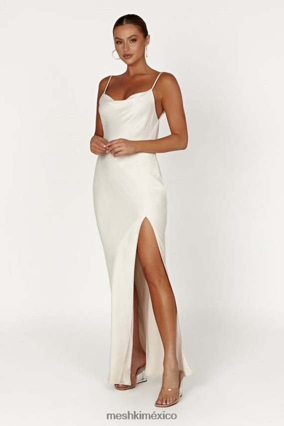 Meshki vestido largo jade con cuello vuelto y espalda descubierta hueso ropa H48F8H268