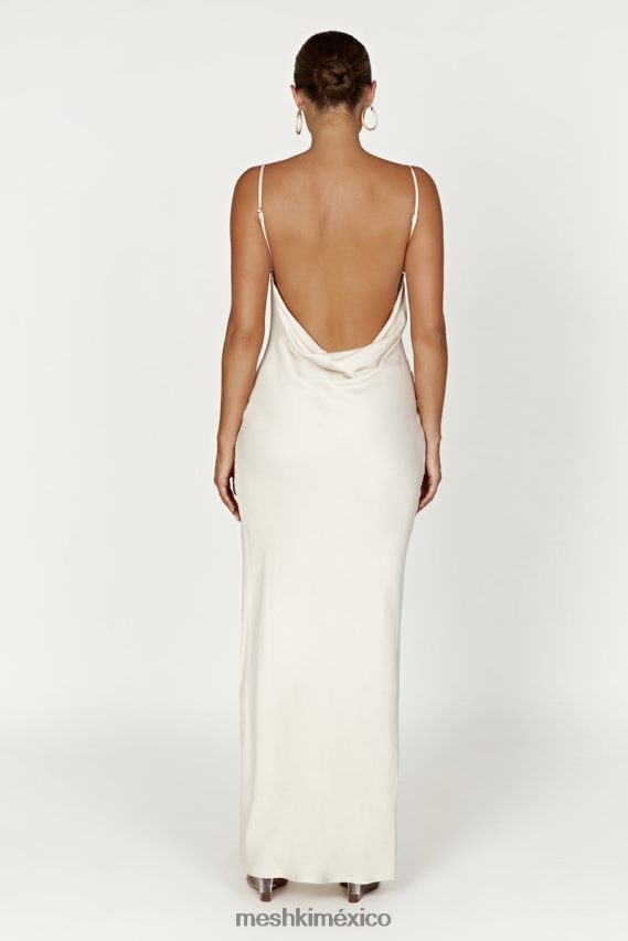 Meshki vestido largo jade con cuello vuelto y espalda descubierta hueso ropa H48F8H268