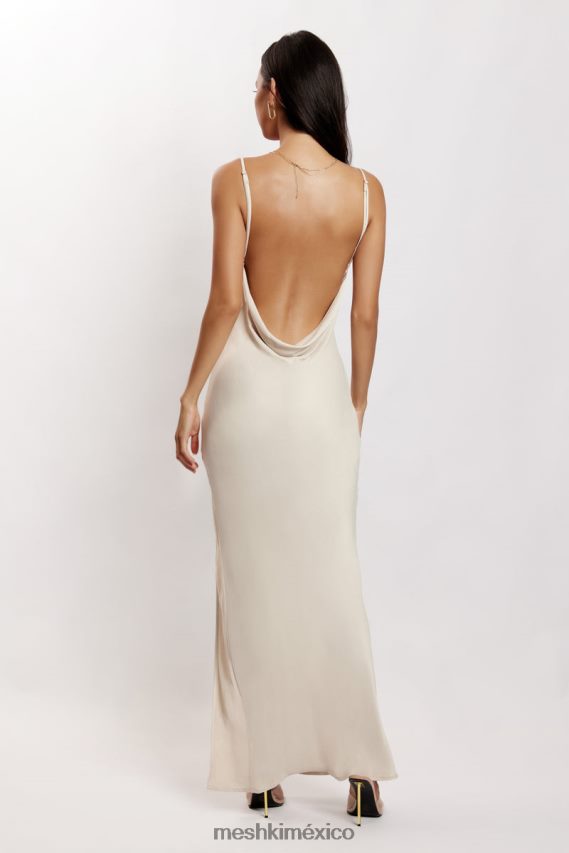 Meshki vestido largo jade con cuello vuelto y espalda descubierta hueso ropa H48F8H268