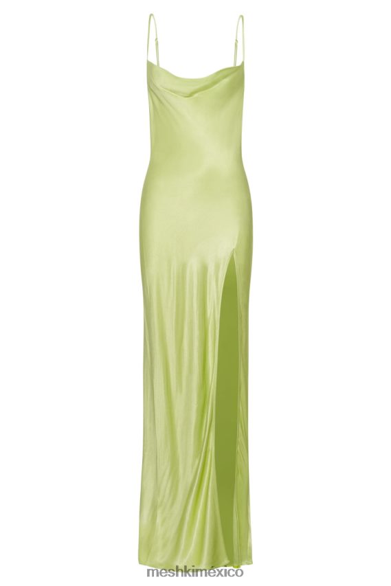 Meshki vestido largo jade con cuello vuelto y espalda descubierta verde pistacho ropa H48F8H314