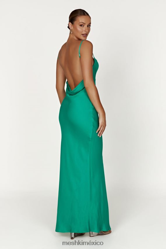 Meshki vestido largo jade con cuello vuelto y espalda descubierta verde ropa H48F8H264