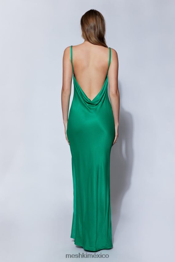 Meshki vestido largo jade con cuello vuelto y espalda descubierta verde ropa H48F8H264